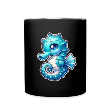 Seepferd Seepferdchen - Tasse einfarbig - Schwarz - Vorne