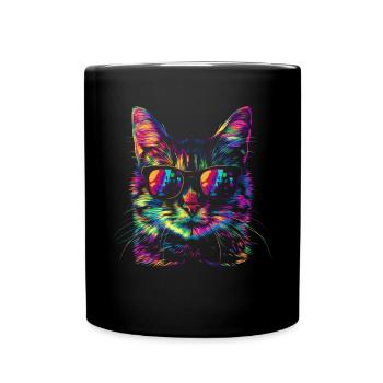 Tabby Katze Orange Katze Sonnenbrille Popart - Tasse einfarbig - Schwarz - Vorne
