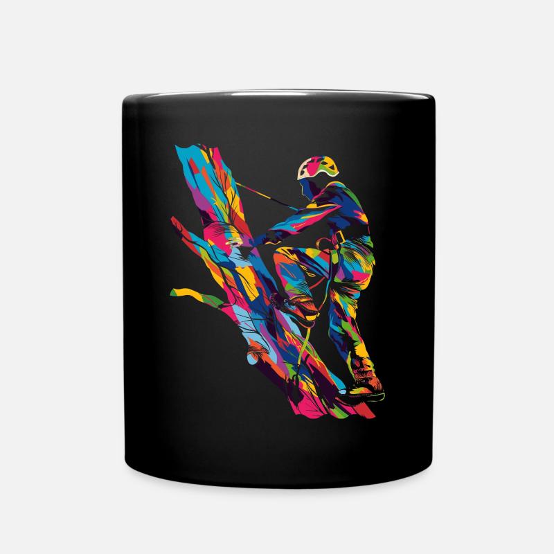 Baumklettern Baumkletterer Arborist Popart - Tasse einfarbig - Schwarz