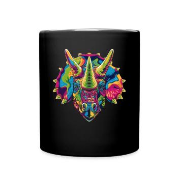 Triceratops Dinosaurier Popart - Tasse einfarbig - Schwarz - Vorne