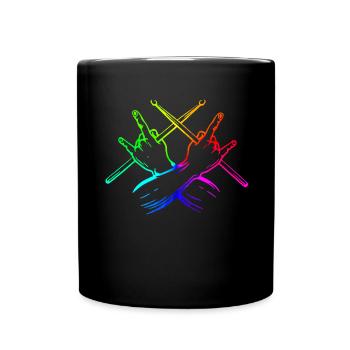 Schlagzeug Drums Drumstick Drummer Musik Band Rock - Tasse einfarbig - Schwarz - Vorne