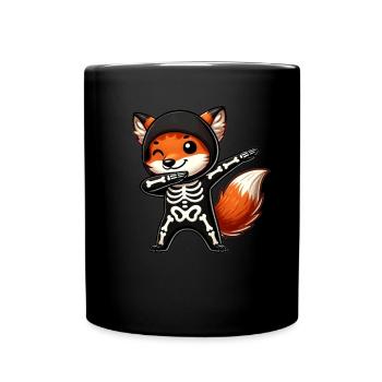 Fox Halloween Skeleton Kids Women Men Fox - Full Colour Mug - black - Front
