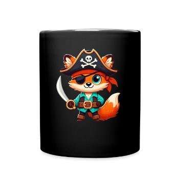 Fuchs Halloween Pirat Kinder Frauen Männer Fuchs - Tasse einfarbig - Schwarz - Vorne