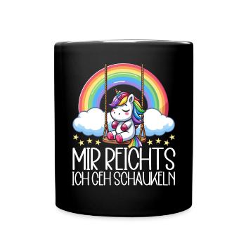 J’en ai assez, je vais me balancer, licorne drôle - Mug uni - noir - Devant