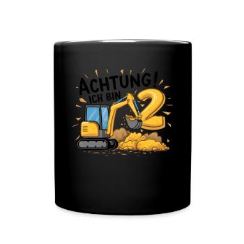 2ème anniversaire garçon 2 ans excavatrice chantier - Mug uni - noir - Devant