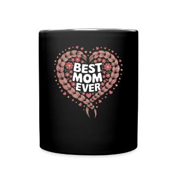 Meilleure maman Meilleure maman de tous les temps Coeur Amour Fleurs Tresse - Mug uni - noir - Devant