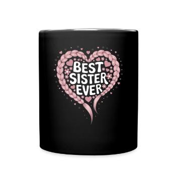 Best Sister Best Sister Ever Heart Braids - Full Colour Mug - black - Front