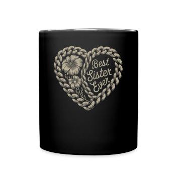 Best Sister Best Sister Ever Cable Knit Heart - Full Colour Mug - black - Front