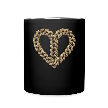Zopfmuster Herzform Herz - Tasse einfarbig - Schwarz - Vorne