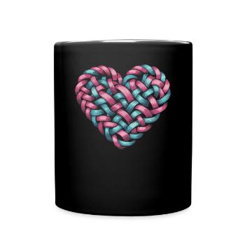 Zopfmuster Herzform Herz - Tasse einfarbig - Schwarz - Vorne