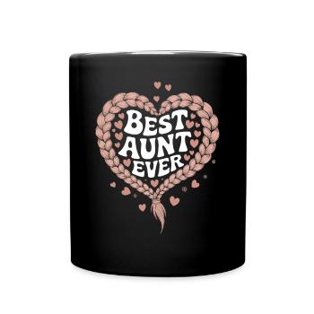 Beste Tante Best Aunt Ever Floral Blumen Herz - Tasse einfarbig - Schwarz - Vorne