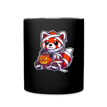 Red Panda Halloween Mummy Kids Women Men - Full Colour Mug - black - Front