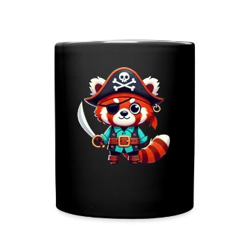 Red Panda Halloween Pirate Kids Women Men - Full Colour Mug - black - Front