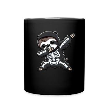 Sloth Halloween Skeleton Kids Women Men - Full Colour Mug - black - Front