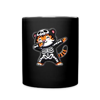 Halloween Skeleton Cute Tiger Men Women - Full Colour Mug - black - Front