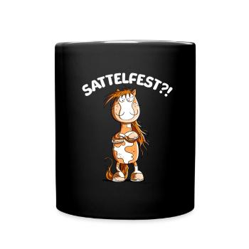 Pferd Sattelfest Reitlehrer Reitschüler Reitschule - Tasse einfarbig - Schwarz - Vorne