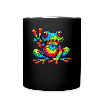 Grenouille Signe de Paix Hippie Mignon - Mug uni - noir - Devant