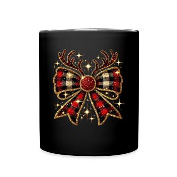 Noël à carreaux avec extrémités scintillantes - Mug uni - noir - Devant