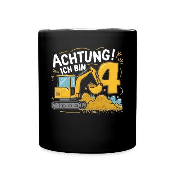 4ème anniversaire garçon 4 ans chantier d’excavatrice - Mug uni - noir - Devant