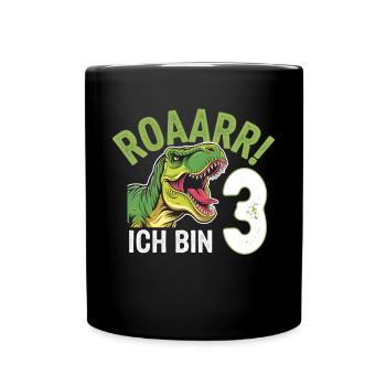 3ème anniversaire 3 ans Dino Dinosaur Fan - Mug uni - noir - Devant