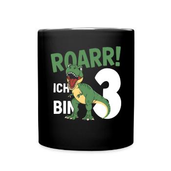 3ème anniversaire 3 ans Dino Dinosaur Fan - Mug uni - noir - Devant