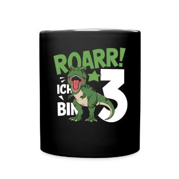 3ème anniversaire 3 ans Dino Dinosaur Fan - Mug uni - noir - Devant