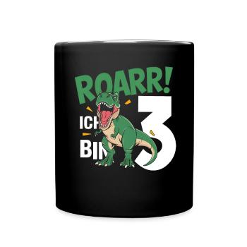 3ème anniversaire 3 ans Dino Dinosaur Fan - Mug uni - noir - Devant