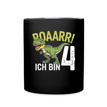 4ème anniversaire 4 ans Dino Dinosaur Fan - Mug uni - noir - Devant