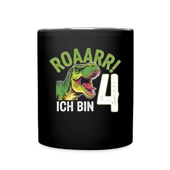 4ème anniversaire 4 ans Dino Dinosaur Fan - Mug uni - noir - Devant