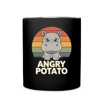 Moo Deng Witziges Nilpferd Angry Potato - Tasse einfarbig - Schwarz - Vorne