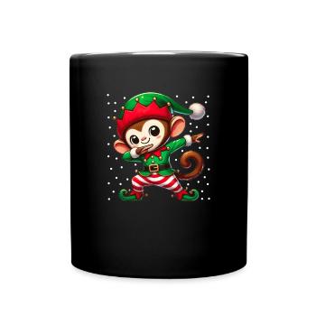 Weihnachten Affe Elf Lustig Affe Liebhaber Ape - Tasse einfarbig - Schwarz - Vorne