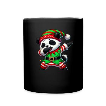 Christmas Panda Elf Funny Panda Lover - Full Colour Mug - black - Front