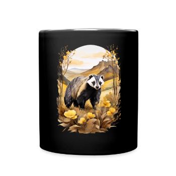 Blaireau à la montagne - Mug uni - noir - Devant