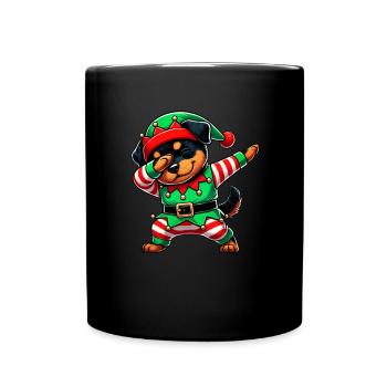 Christmas Rottweiler Elf Funny Rottweiler Lover - Full Colour Mug - black - Front