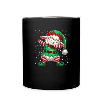 Christmas Sheep Elf Funny Sheep Lover - Full Colour Mug - black - Front