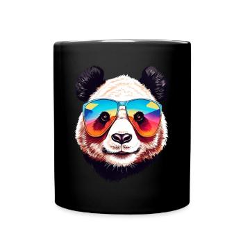 Tête d’ours panda cool avec lunettes de soleil - Mug uni - noir - Devant