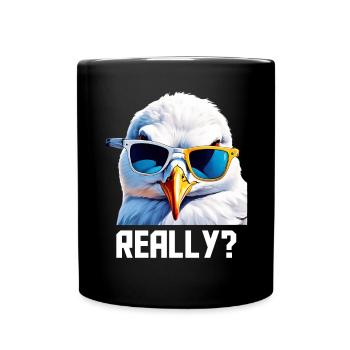 Really - Möwe mit Sonnebrille - Tasse einfarbig - Schwarz - Vorne