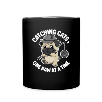 Mops Hundehalter Angler Angeln - Tasse einfarbig - Schwarz - Vorne
