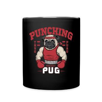 Mops Hundehalter Mops Punching Pug - Tasse einfarbig - Schwarz - Vorne