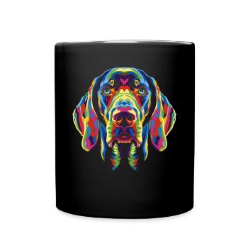 Weimaraner Hund Popart - Tasse einfarbig - Schwarz - Vorne
