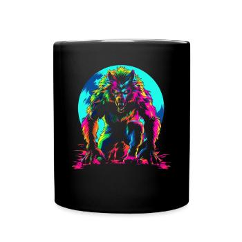 Werwolf Wolf Mond Popart - Tasse einfarbig - Schwarz - Vorne