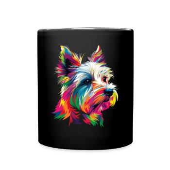 West Highland Terrier Hund Popart - Tasse einfarbig - Schwarz - Vorne