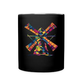 Windmill Wind Power Wind Energy Turbine Popart - Full Colour Mug - black - Front