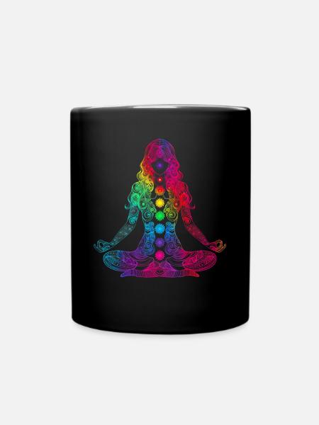 Yoga Yogi Meditation Workout Mandala Popart - Tasse einfarbig - Schwarz