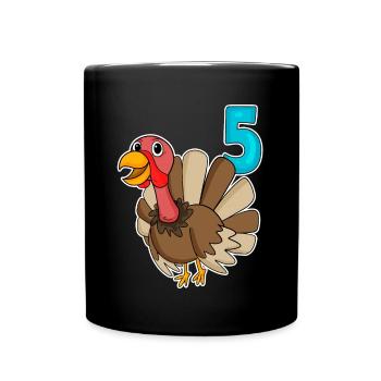 5th Birthday Motif Turkey - 5 years - Full Colour Mug - black - Front