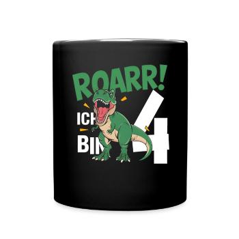 4ème anniversaire 4 ans Dino Dinosaur Fan - Mug uni - noir - Devant