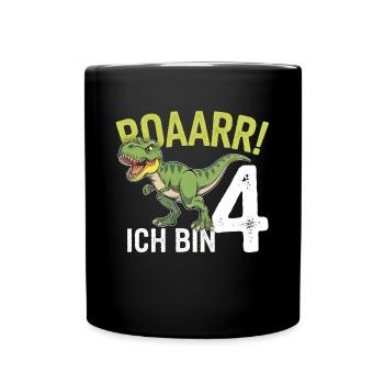 4ème anniversaire 4 ans Dino Dinosaur Fan - Mug uni - noir - Devant