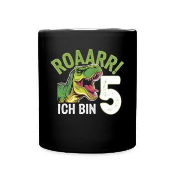 5th Birthday 5 Years Dino Dinosaur Fan - Full Colour Mug - black - Front