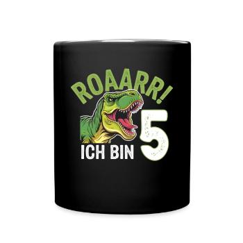 5. Geburtstag 5 Jahre Dino Dinosaurier Fan - Tasse einfarbig - Schwarz - Vorne