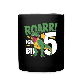 5. Geburtstag 5 Jahre Dino Dinosaurier Fan - Tasse einfarbig - Schwarz - Vorne